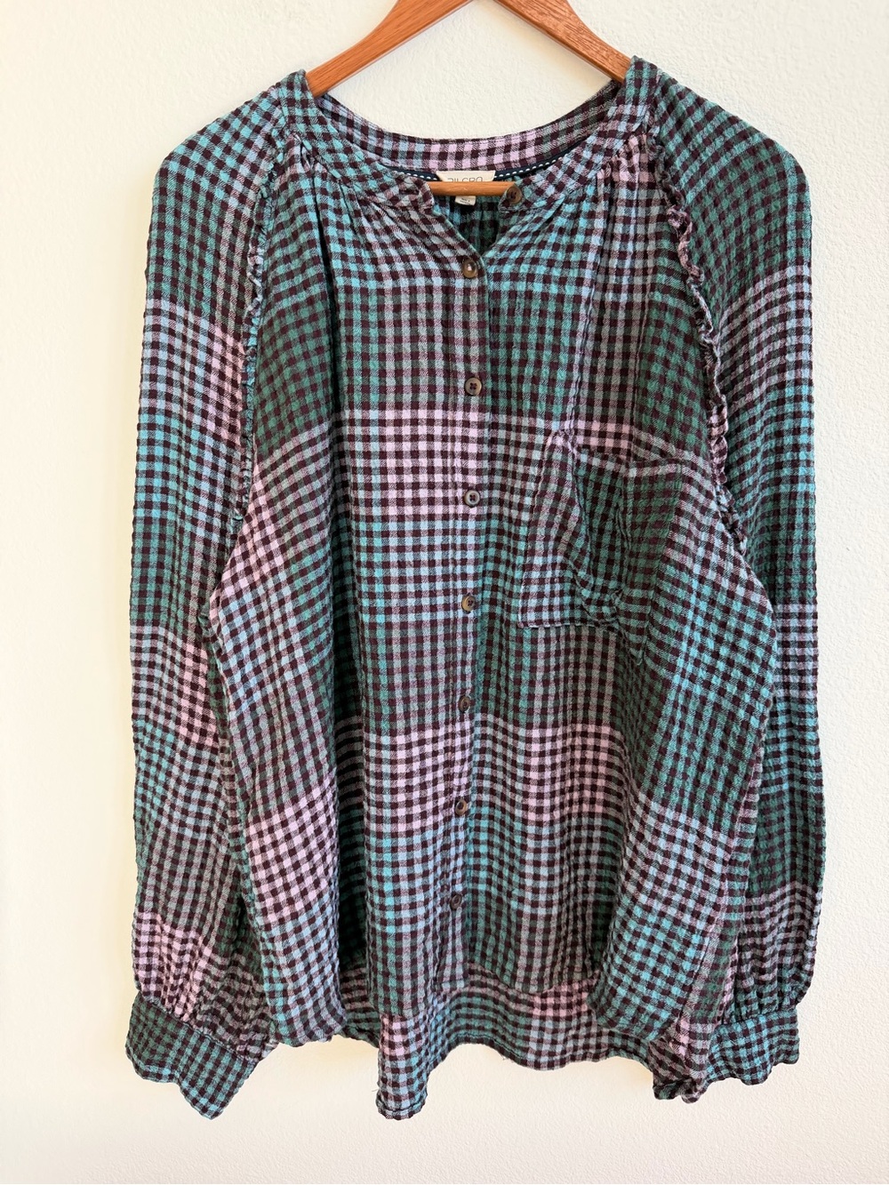 Pilcro and the Letterpress Anthropologie Multi Colored Gingham Blouse Size-XL